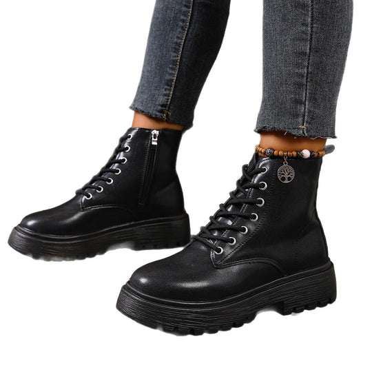 Damen Schnürstiefel mit tiefem Profil und seitlichem Reißverschluss R&B