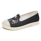 Damen bequeme Slip-On Espadrilles mit floralem Stickdesign
