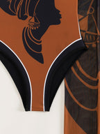 Damen Badeanzug-Set mit transparentem Rock und individuell anpassbaren Trägern R&B