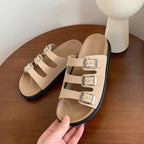 Damen Riemensandalen mit breiten Klettverschlussriemen und bequemer Innensohle EB