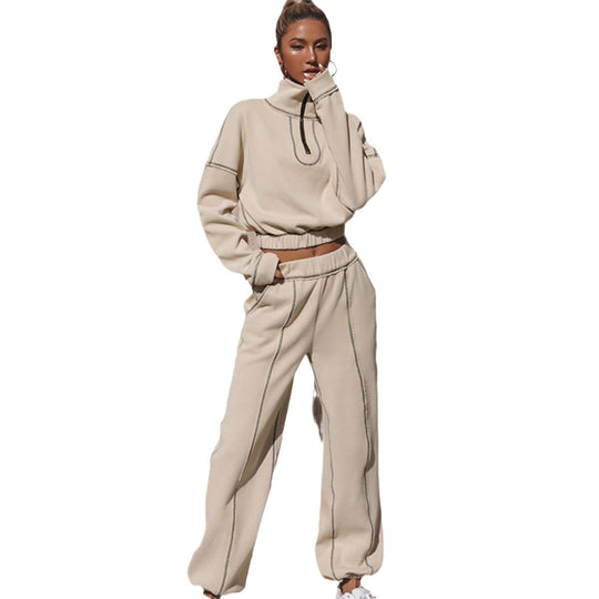 Damen cropped Sweatshirt mit Reißverschluss und Rüschendetails R&B