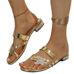 Damen Elegante Zehentrenner mit funkelndem Schmetterlings-Detail und bequemer Sohle R&B