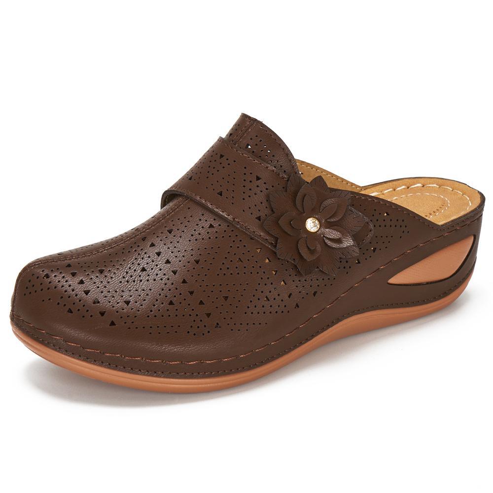 Damen bequeme Clogs mit floralem Cut-Out-Design und rutschfester Sohle R&B
