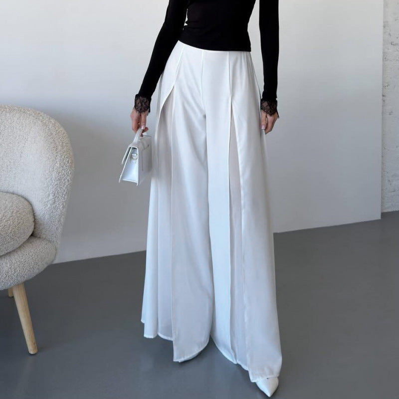 Damen Elegante lange Hose mit seitlichen Schlitzen und fließendem Schnitt R&B