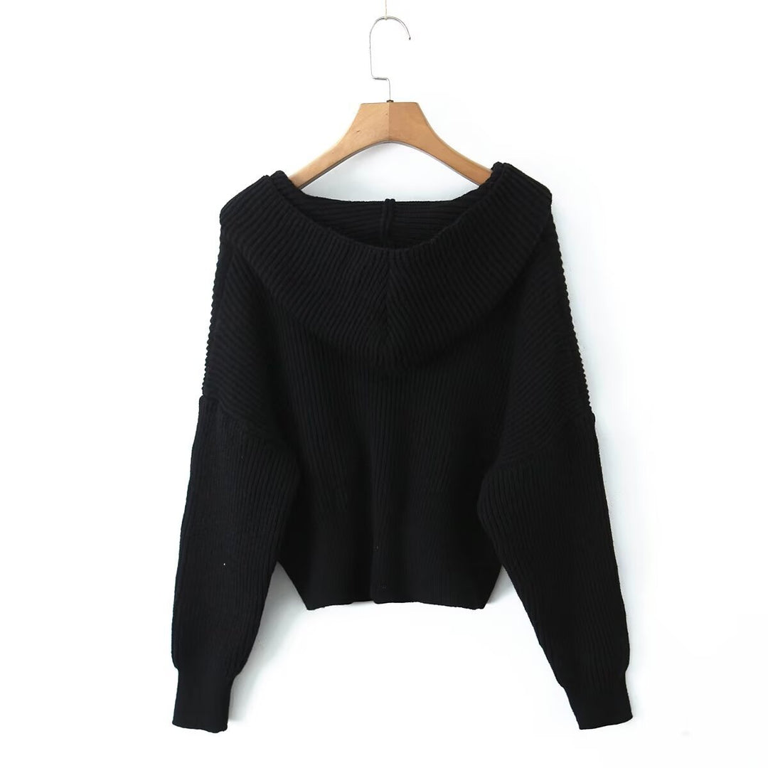 Damen lässige Strickjacke mit Kapuze und praktischen Taschen R&B