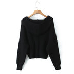 Damen lässige Strickjacke mit Kapuze und praktischen Taschen R&B