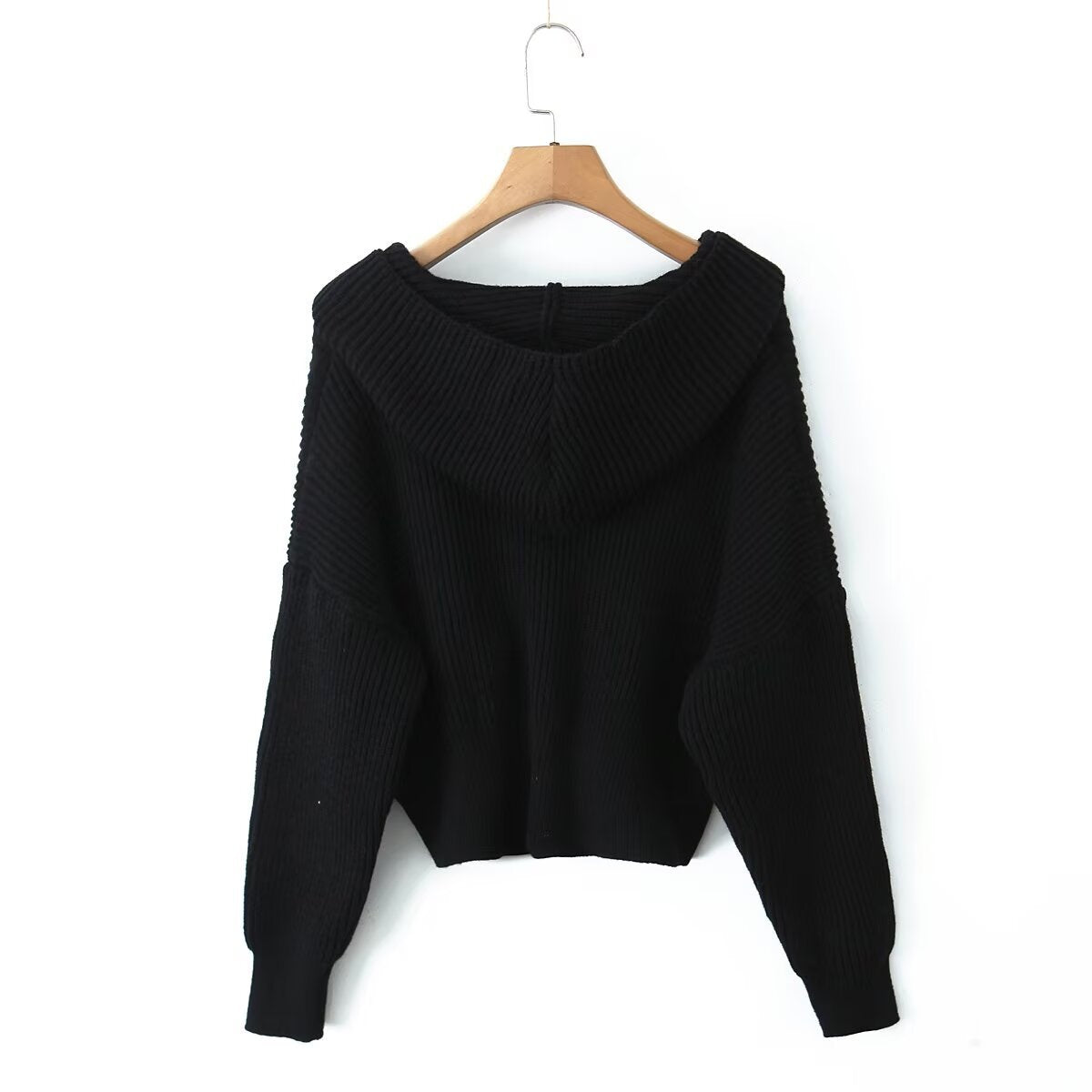 Damen lässige Strickjacke mit Kapuze und praktischen Taschen R&B