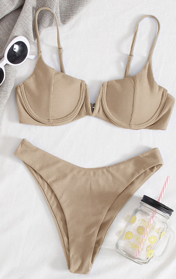 Damen Push-Up Bikini-Set mit elegantem Rippendesign R&B