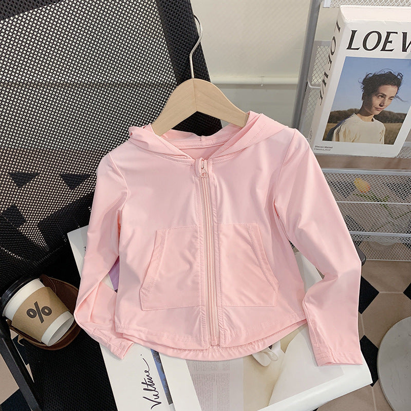 Mädchen Nan leichte atmungsaktive Kapuzenwindjacke mit vorderen Pattentaschen R&B