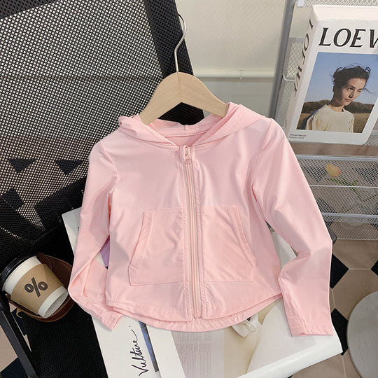 Mädchen Nan leichte atmungsaktive Kapuzenwindjacke mit vorderen Pattentaschen R&B