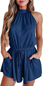 Damen Jumpsuit mit hohem Kragen und tailliertem Schnitt R&B