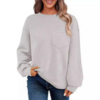Damen Lässiger Pullover mit strukturiertem Muster und praktischen Taschen