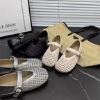 Damen Glamouröse Ballerinas mit dekorativen Riemen und geschmeidigem Obermaterial R&B