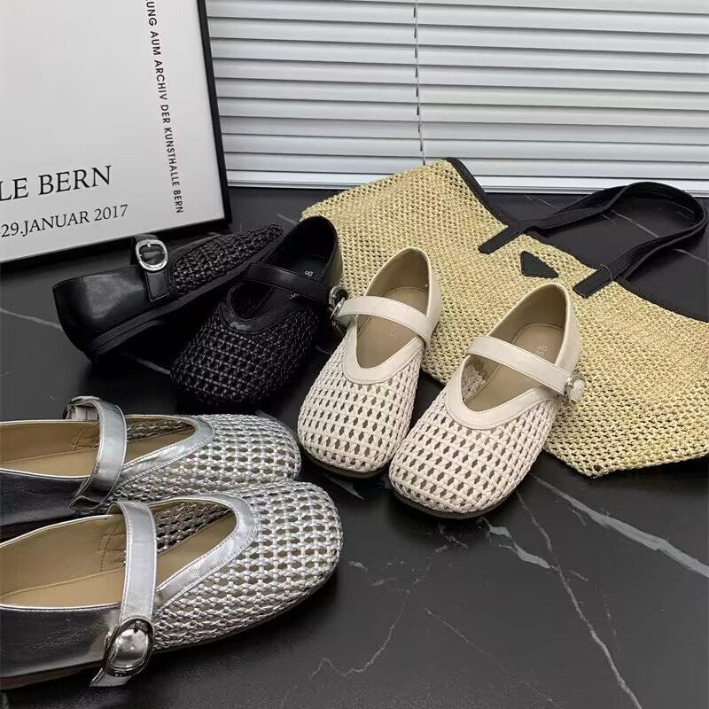 Damen Glamouröse Ballerinas mit dekorativen Riemen und geschmeidigem Obermaterial R&B