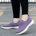 Damen Bequeme Slip-On Sneakers aus atmungsaktivem Strickmaterial