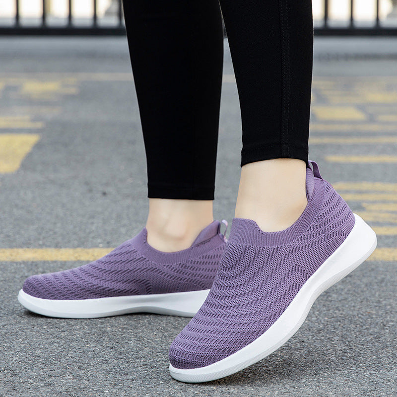 Damen nan Feinstrick-Ballerina-Sneaker mit elastischem Einstieg, gepolstertem Komfortfußbett und flexibler Leichtsohle R&B