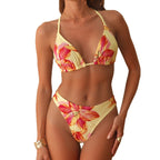 Damen Triangel-Bikini mit floralem Muster und verstellbaren Trägern R&B
