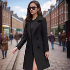 Damen eleganter Wollmantel mit doppelter Knopfreihe und praktischen Taschen R&B