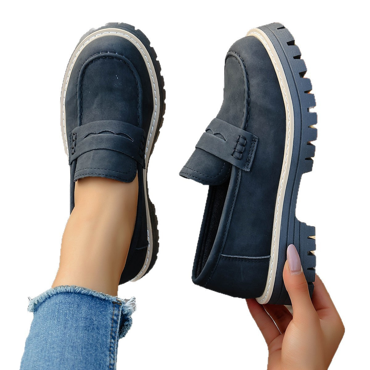 Damen Mokassins mit rutschfester Sohle und modischem Design R&B