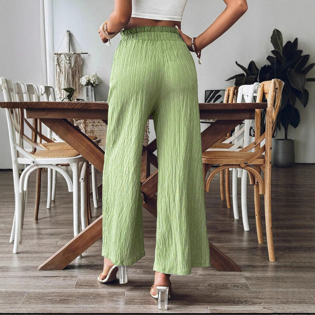 Damen Weitgeschnittene Leinenhose mit elastischem Bund und praktischen Taschen R&B