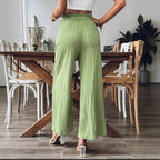 Damen Weitgeschnittene Leinenhose mit elastischem Bund und praktischen Taschen R&B