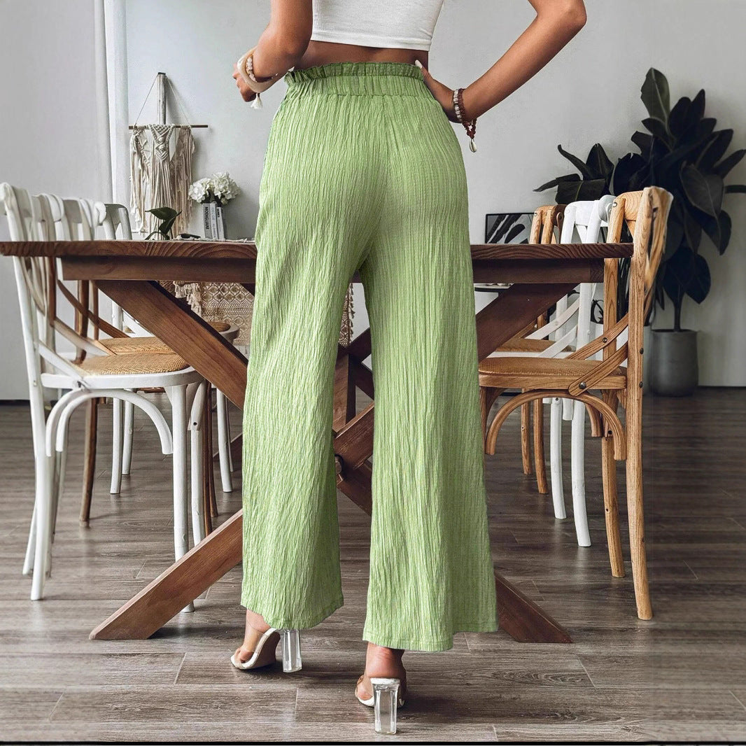 Damen Weitgeschnittene Leinenhose mit elastischem Bund und praktischen Taschen R&B