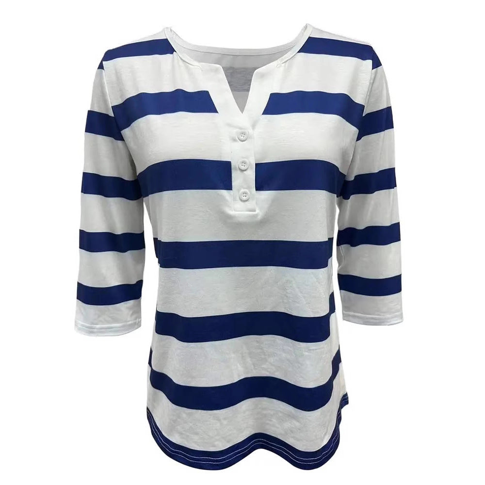 Damen Langarmshirt mit maritimem Streifenmuster R&B
