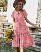 R&B | Hemdkragen kariertes Kleid