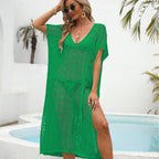 Damen Häkel-Strandkleid mit seitlichem Schlitz und luftiger Struktur R&B