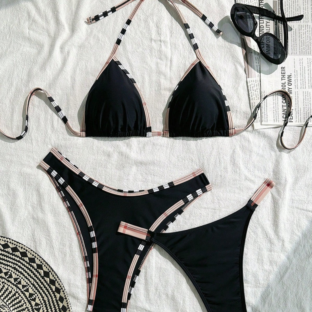 Damen Triangel-Bikini mit verstellbaren Trägern und eleganten Rüschendetails R&B