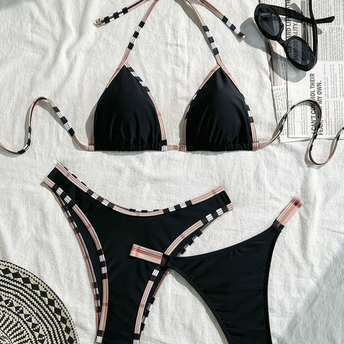 Damen Triangel-Bikini mit verstellbaren Trägern und eleganten Rüschendetails R&B