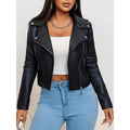 Damen Kunstleder Bikerjacke figurbetont geschnitten