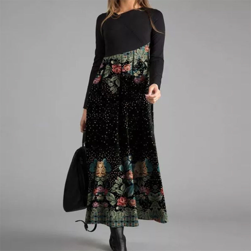Damen boho-inspiriertes Midikleid mit geschickt kombiniertem Muster R&B