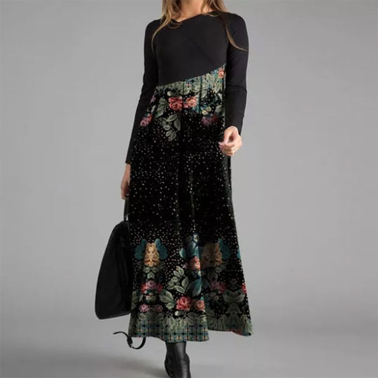 Damen boho-inspiriertes Midikleid mit geschickt kombiniertem Muster R&B