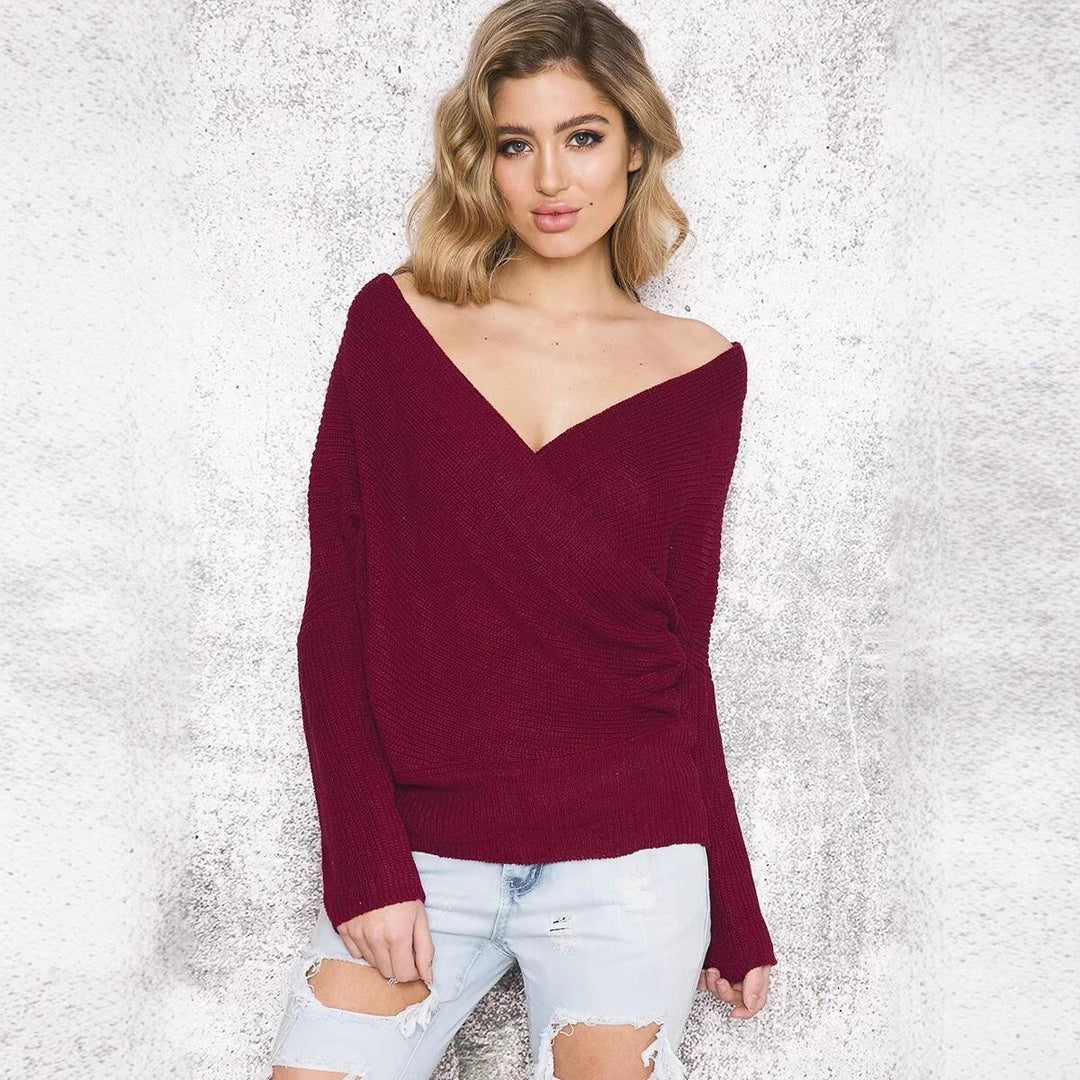 Damen Wickelpullover mit traumhaftem V-Ausschnitt und lässiger Passform R&B
