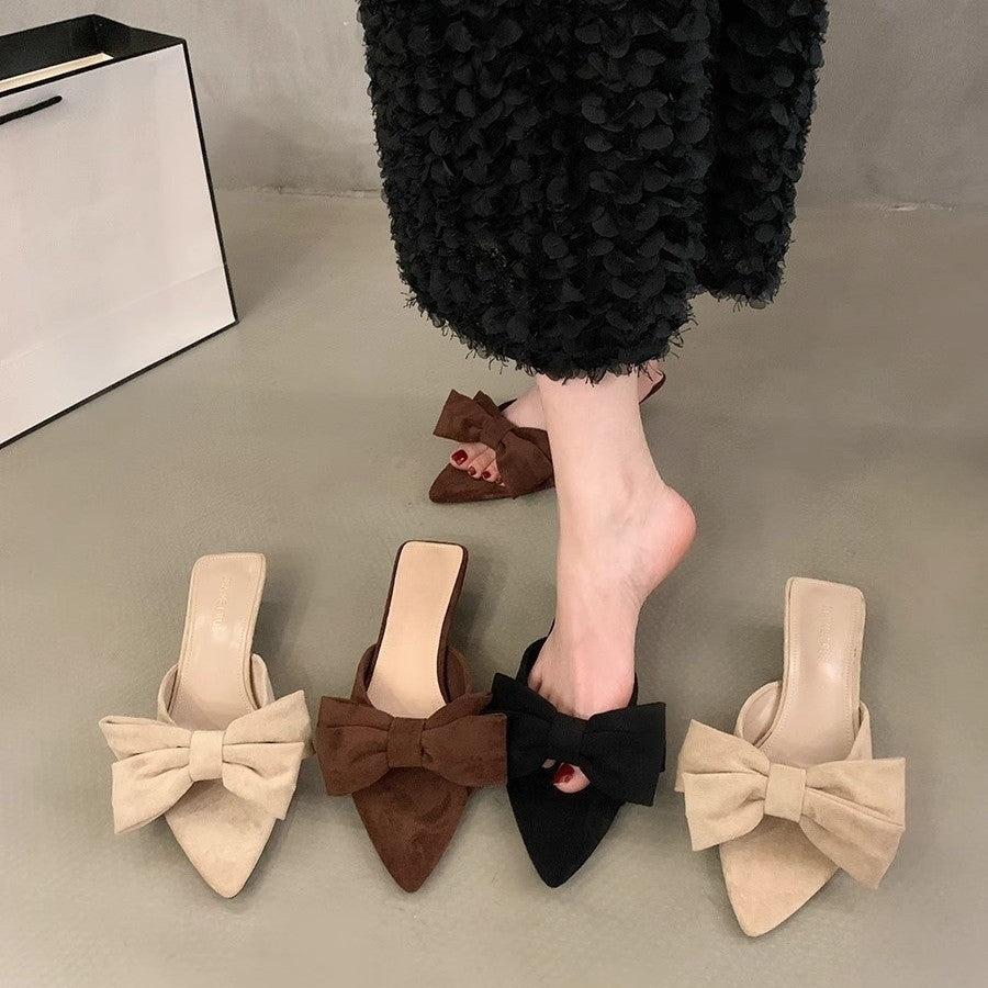 Damen elegante Mules mit Schleifenakzenten R&B