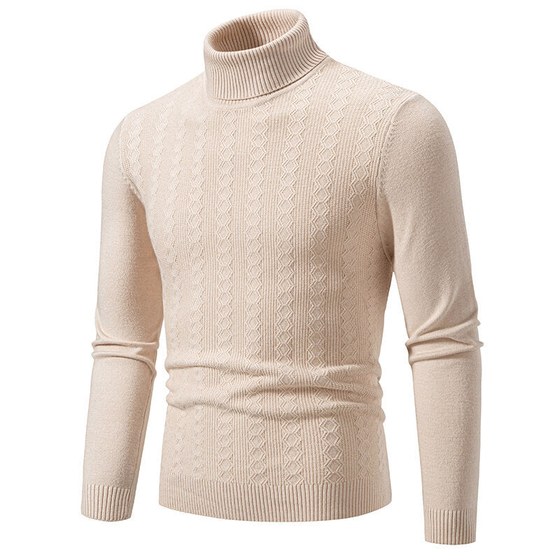Herren Rollkragenpullover mit strukturiertem Zopfdesign R&B