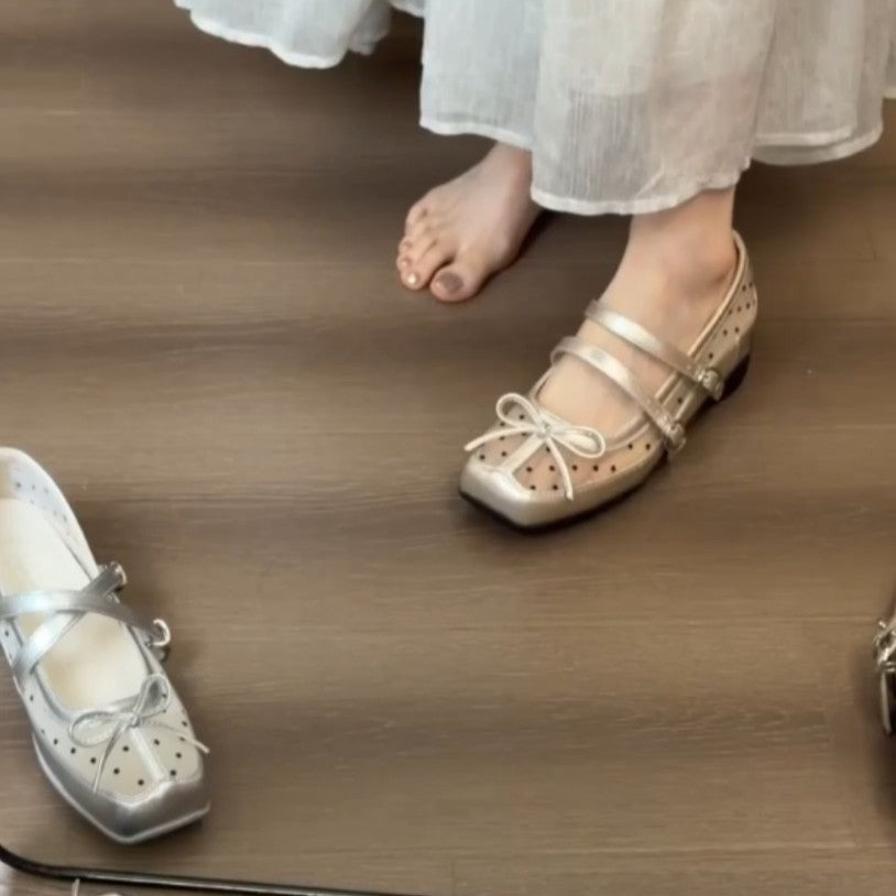 Damen Elegante und komfortable Ballerinas mit doppeltem Riemendesign R&B