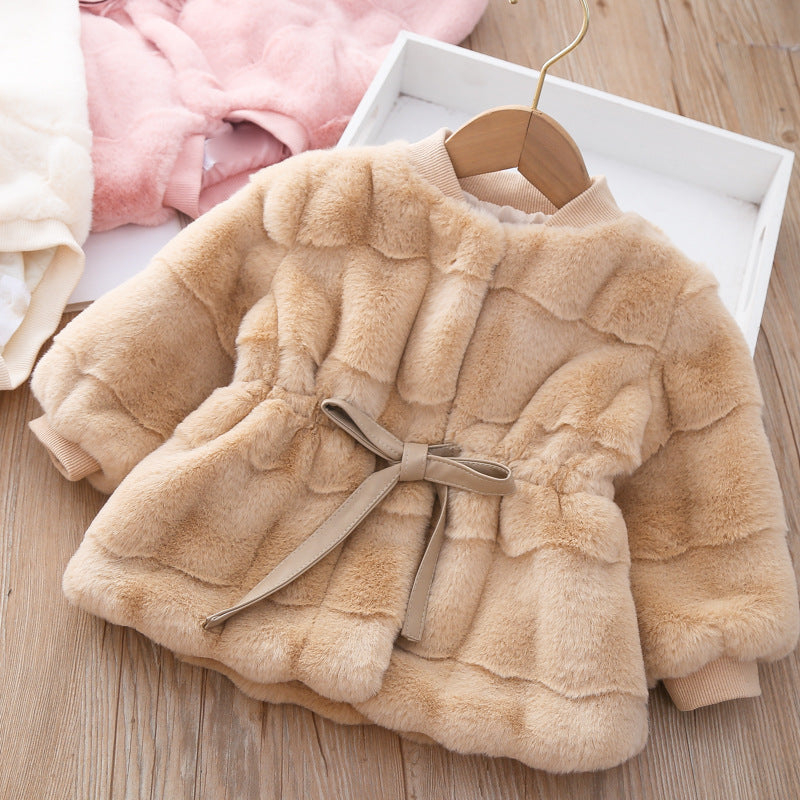 Damen kuschelige, gepolsterte Jacke mit Taillengürtel R&B
