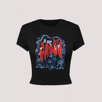 Damen lässiges Crop-T-Shirt mit kreativem Grafikdesign R&B