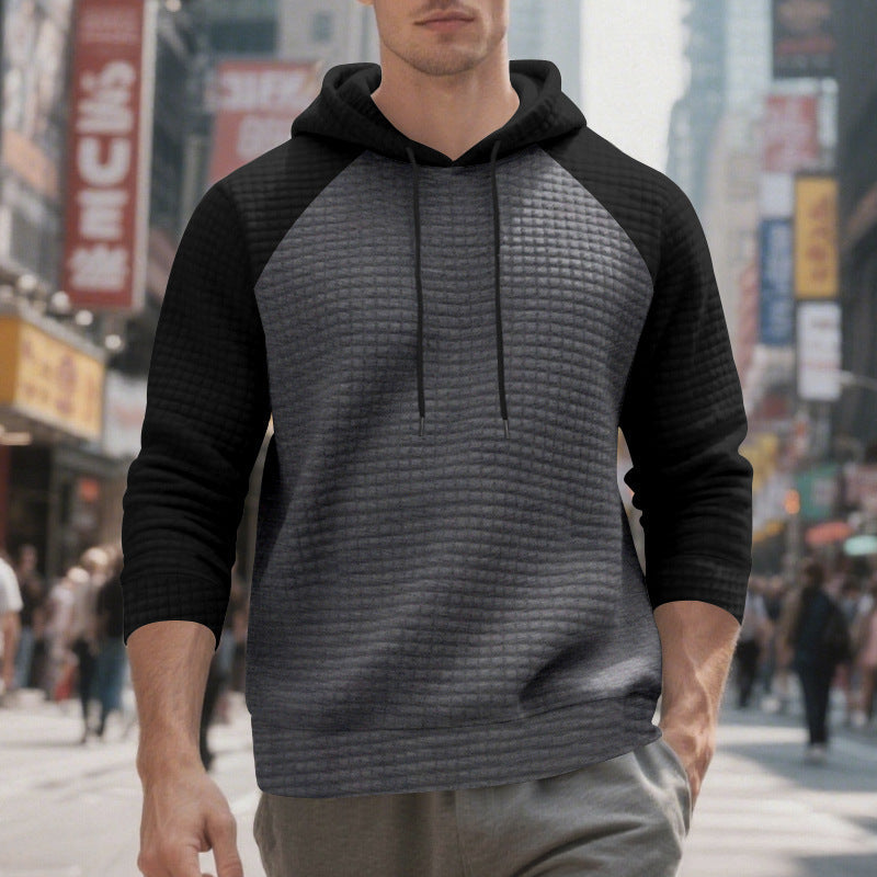 Herren nan gesteppter Kapuzenpullover mit Raglanärmeln und Kordelzug R&B
