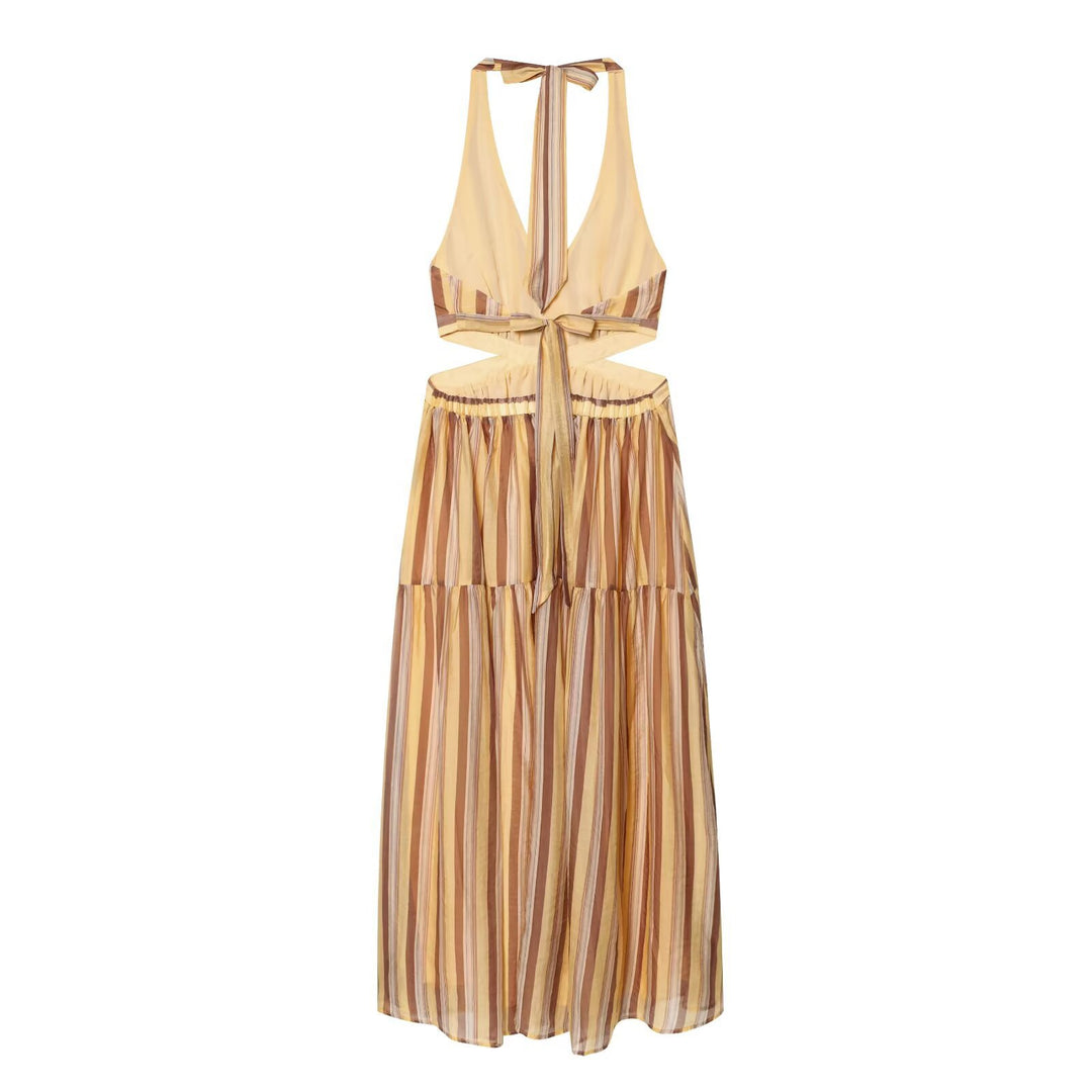 Damen Midikleid mit trendigen Cut-Outs und aufregendem Streifenmuster R&B
