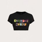 Damen Crop-T-Shirt mit kreativem unvergesslichem Statement R&B