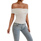 Damen Off-Shoulder Oberteil mit raffinierten Rüschendetails R&B
