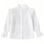 Mädchen elegante Bluse mit Rüschendetails und Spitzenbesatz R&B