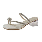 Damen Elegante Riemchen-Sandalen mit funkelndem Blockabsatz