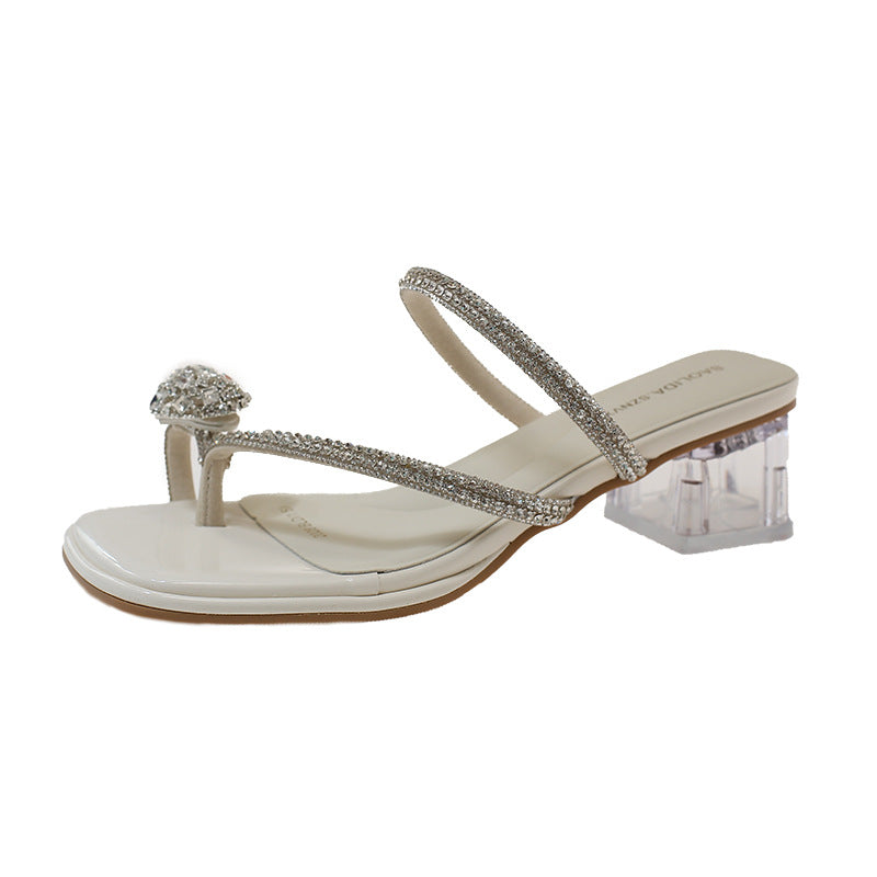 Damen Elegante Riemchen-Sandalen mit funkelndem Blockabsatz