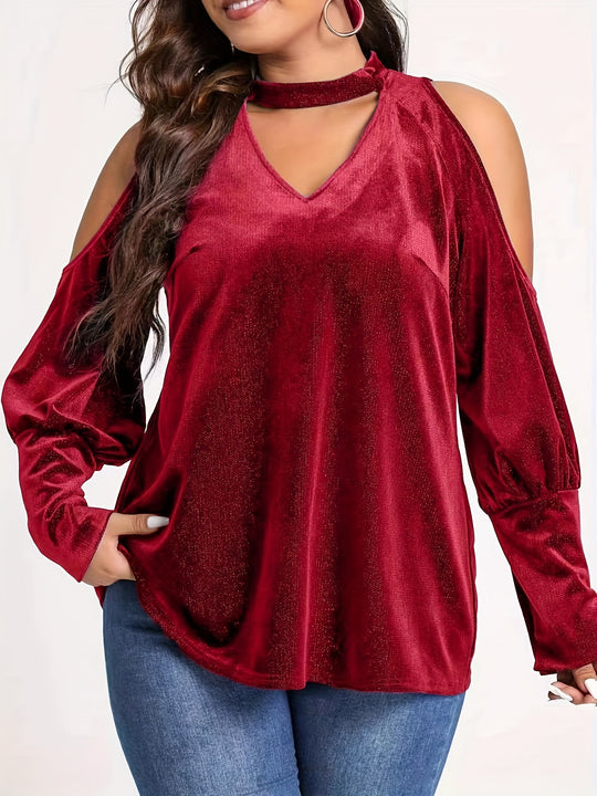 Damen Elegantes und glitzerndes Oberteil mit kalten Schultern R&B