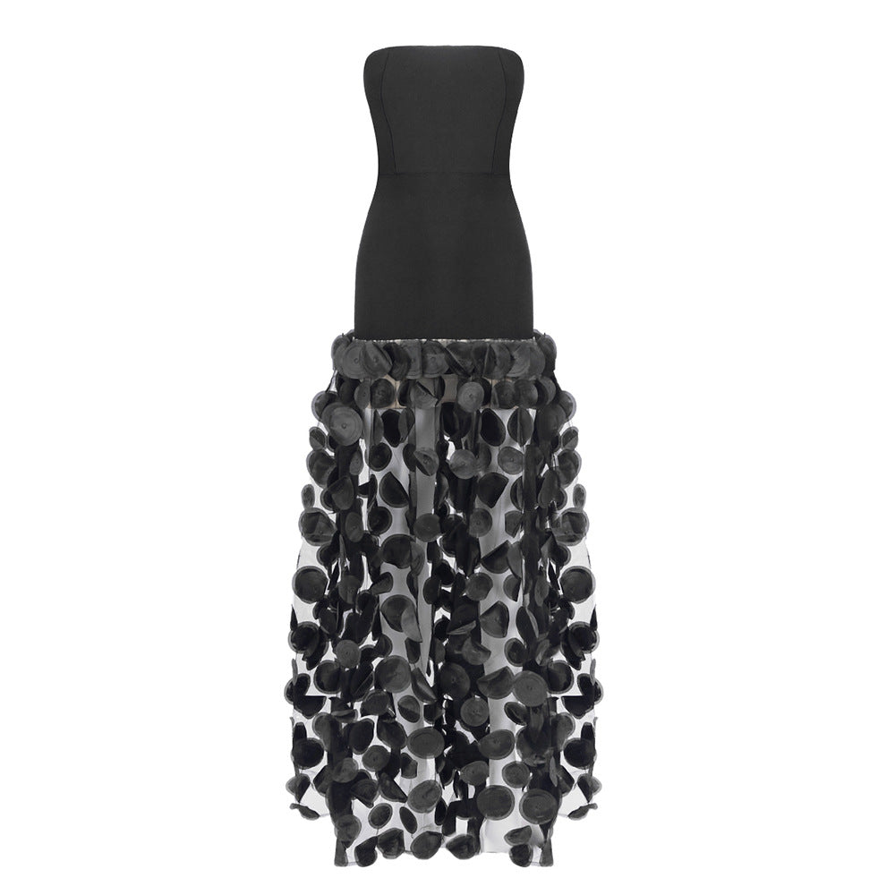 Damen Traumhaftes Tüll-Abendkleid ohne Ärmel und Volant-Design R&B