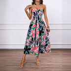 Damen Maxi Kleid mit schulterfreiem Design und Blumenmuster R&B